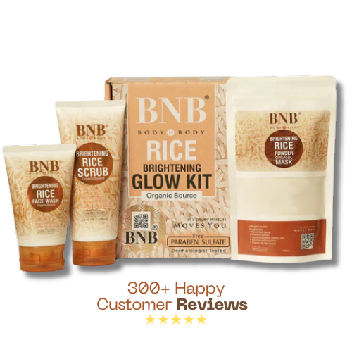 BNB Rice Extract Bright & Glow Kit (Rice Face Wash + Rice Scrub + Rice Mask)