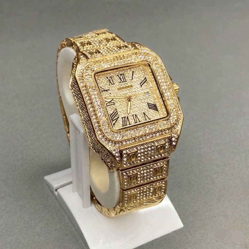 Luxury Iced-Out Square Watch