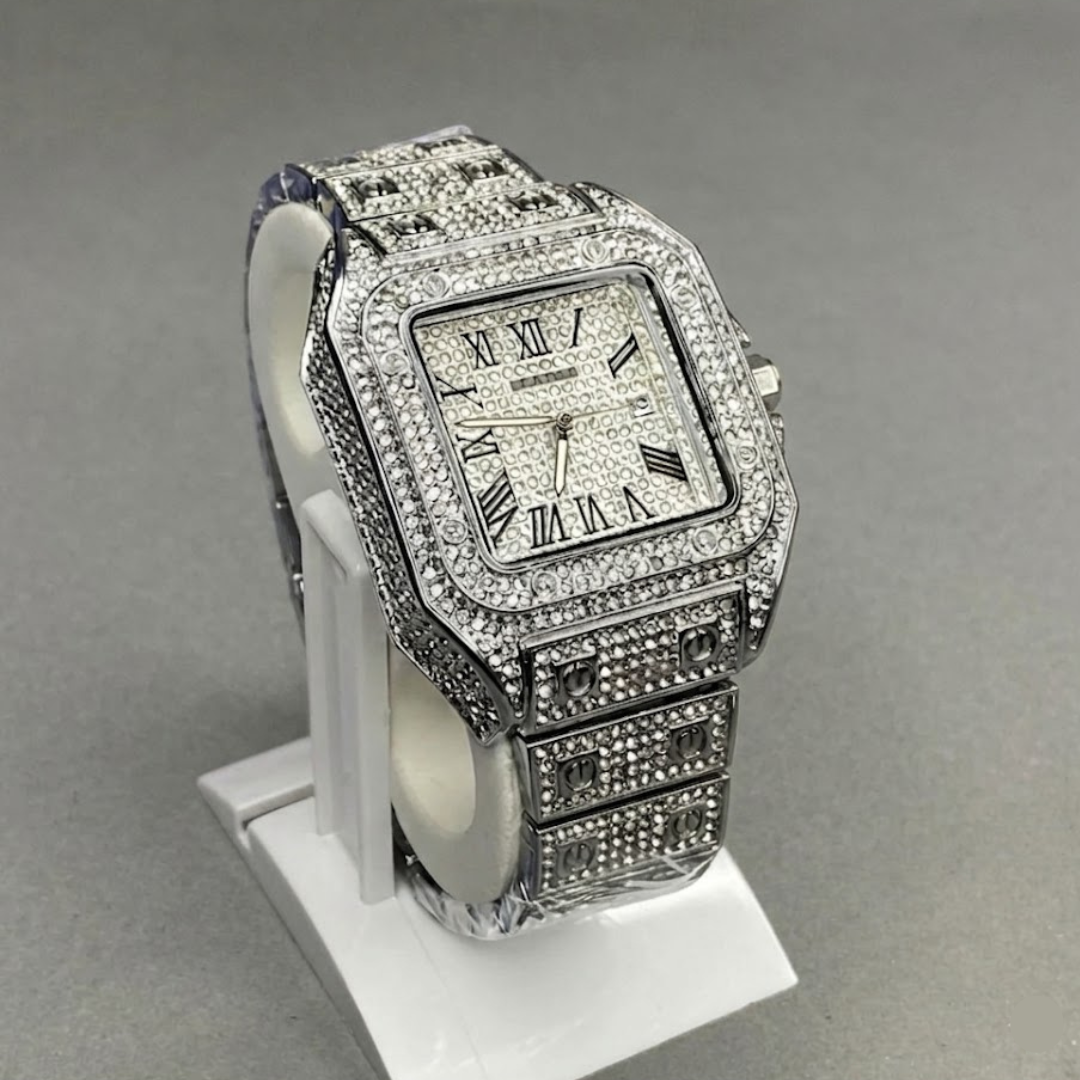 Luxury Iced-Out Square Watch